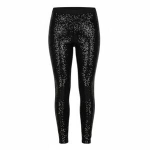 Tipsy Elves Women’s Sequin High Waisted Lined Leggings Black | Size Large New